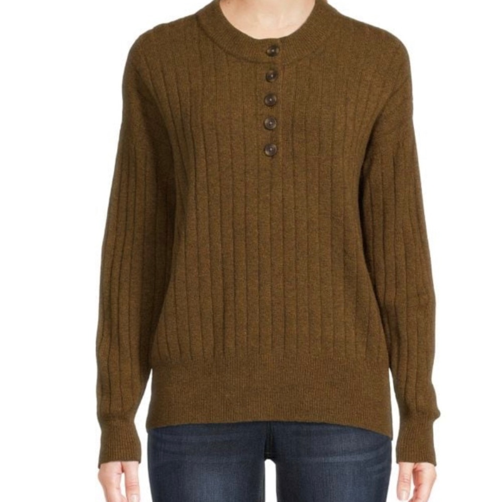 Madewell Bowden Henley Sweater Merino Wool Blend Large NWT
